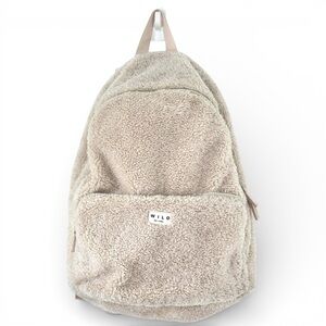 Wilo Backpack Limited Edition Beige Sherpa Fleece Cozy Fuzzy Faux Fur